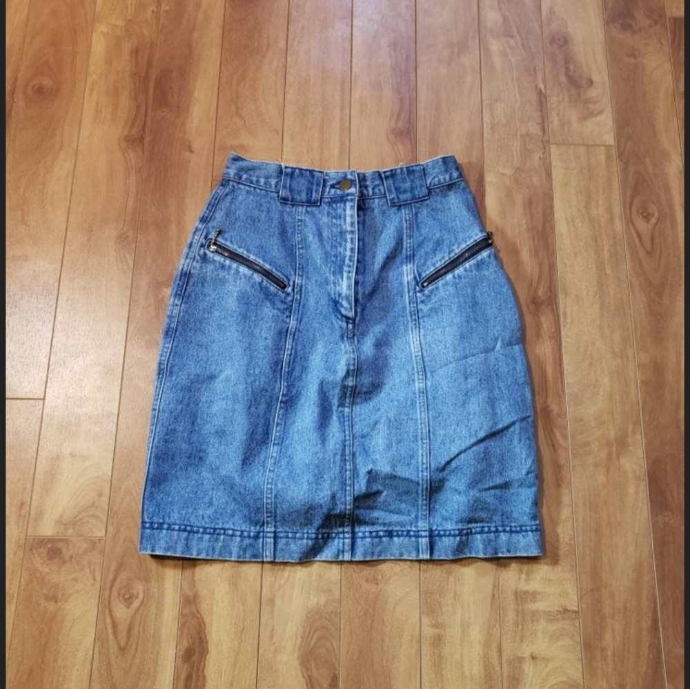 Rough wear blues denim skirt